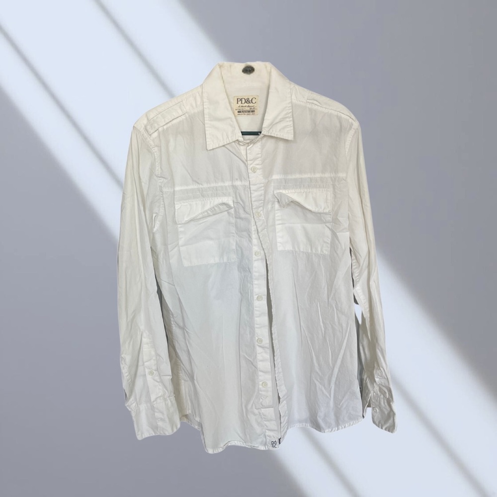 PD&C White Casual Button Down Shirt